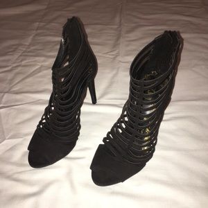 Brash black sandal stiletto heels